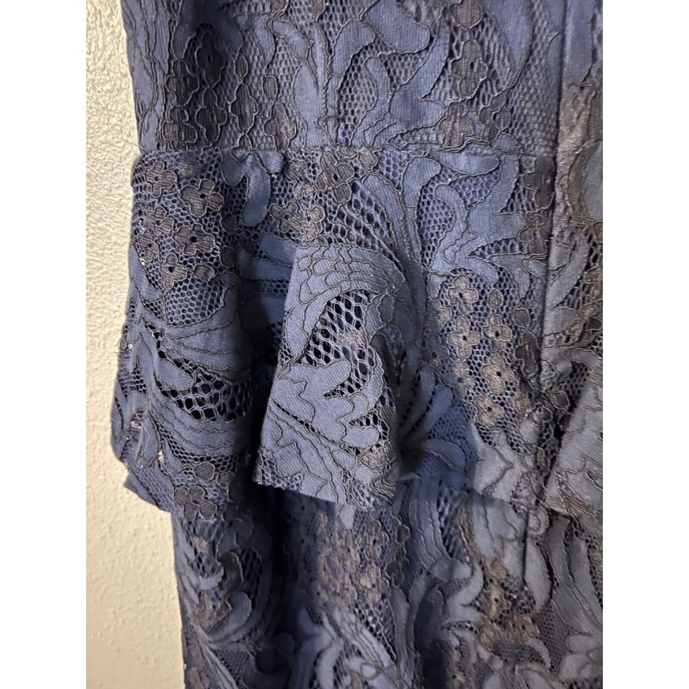 Ralph Lauren Long Formal Kynelle Dress 14 Navy Blue Wedding Party Cruise $270 - Picture 8 of 13